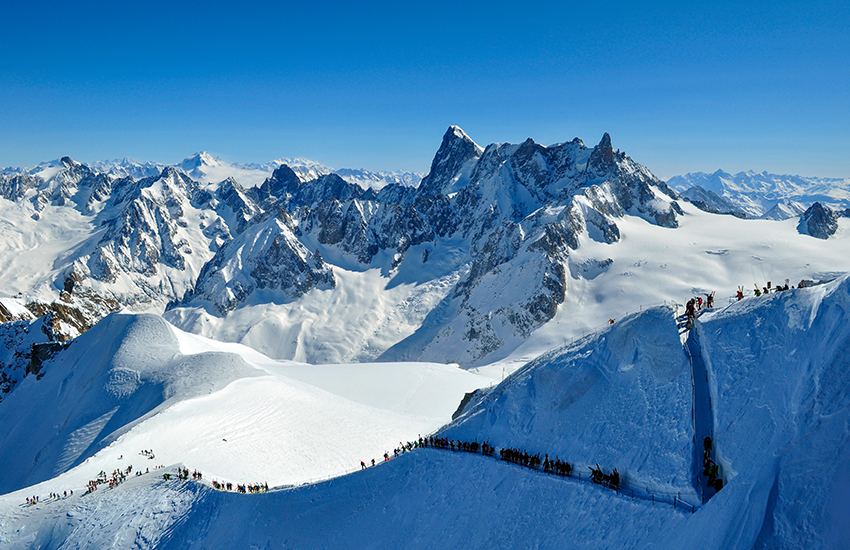 One of the top scenic ski resorts in the world is Chamonix, France