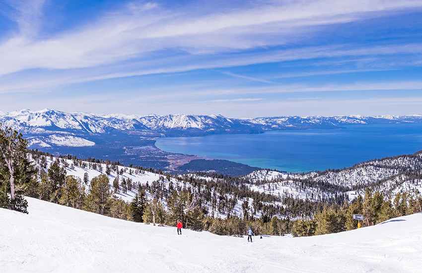 Top ski vacation spots in the USA is Lake Tahoe, California and Nevada