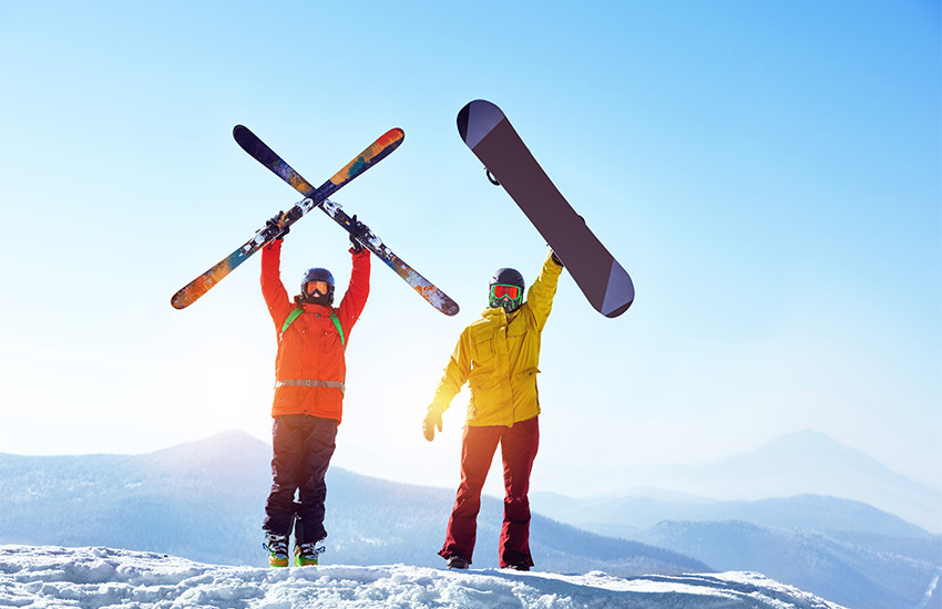 skiing vs. snowboarding